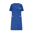 thumbnail image 3 of Bocqde Robe de Sarrau Femmes Infirmières Tenue de Travail Robes Manches Courtes Boutonnée Robe de Sarrau avec Poches, 3 of 5