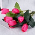 thumbnail image 2 of Fake Tulip Flower Lifelike 9 Heads Artificial Flower Decorative Bouquet for Home Decor(Rose Red), 2 of 8