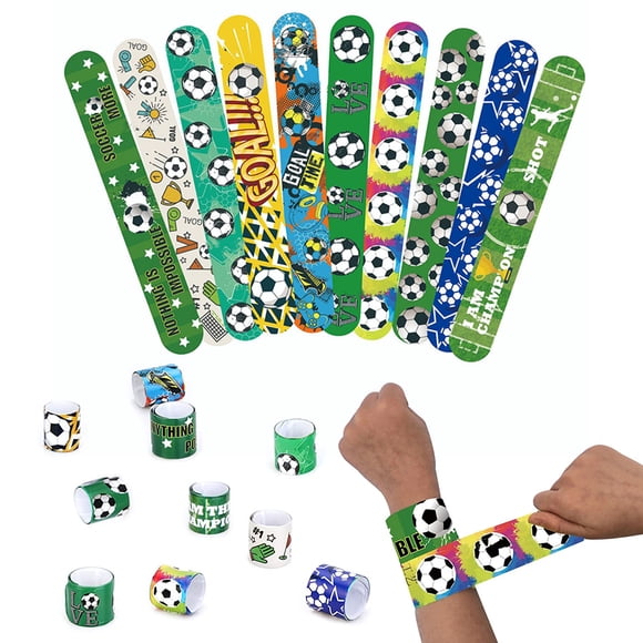 Football Slap Bracelets, Fashionable Straightened Football Wristbands Tough PVC Elastic Iron Pieces for Family