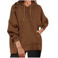 thumbnail image 1 of Pisexur Womens Hoodies Solid Color Hooded Sweatshirt Casual Drawstring Oversized Hoodie Fashion Loose Ribbed Fall Tops Pullover Tops with Pocket, 1 of 6