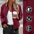 thumbnail image 2 of Womens Fashion Jacket Casual Stand Collar Zip Up Lightweight Coat Fall Color Block Jackets with Pockets Red XXL, 2 of 8