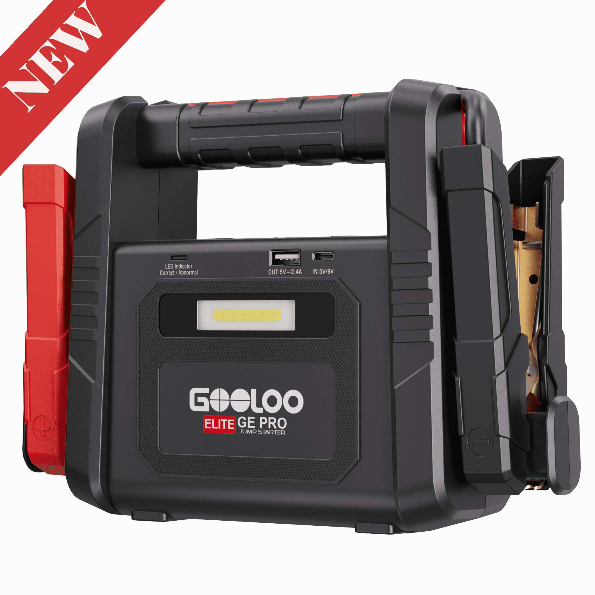 GOOLOO GE PRO 6250A Jump Starter with Built-in Clamps & Handle, for 12V All Gas & 12L Diesel, All-in-One Heavy Duty Battery Booster with Supersafe 10 Protections, USB Charger & 400LM LED