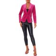 thumbnail image 2 of INSPIRE CHIC Women's Velvet Blazer Solid Color Shawl Collar One Button Wear-to-Work Suit Jacket XS Hot Pink, 2 of 6
