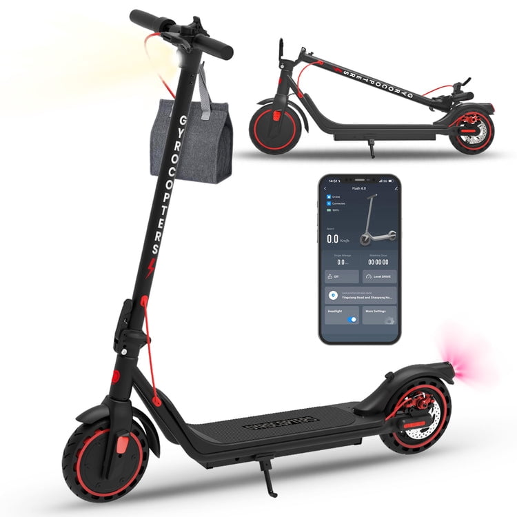 Gyrocopters Flash 6.0 Electric Scooter (2026 Model) for Adults & Teens with App | Speed 30 km/h, Range Upto 30 km | UL 2272 approved | 8.5” Burst Proof Tires | 7500 mAh Battery | Smart Anti-Theft Lock