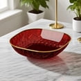 thumbnail image 1 of Luxury Gold-Rimmed Square Plastic Dinner Plates for Snacks, Fruit, and Candy - Food Safe, Stackable, Dishwasher Safe, 1 of 6