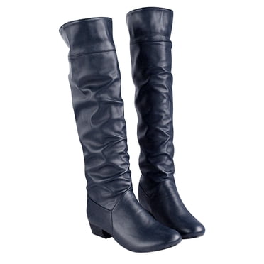 CEHVOM Bottes d'Hiver Élégantes pour Femmes Hauteur Genou Noir Brun Tige Haute Talons Plats Chaussures