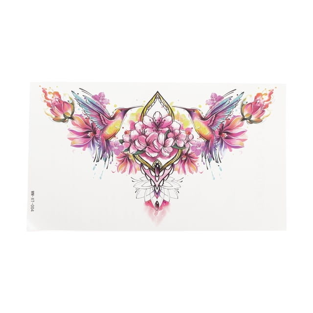 Unique Bargains Christmas 1 Pc Realistic Temporary Tatto Collarbone Fake Tattoos Pink Blue