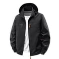 thumbnail image 3 of Sentmoon Thermal Jacket for Men Solid Color Long Sleeve Hooded Neck Mens Winter Coat Oversized Zipper Windbreaker Men Fall Clothes with Pockets Soft and Comfortable for Climbing and Hiking, 3 of 9