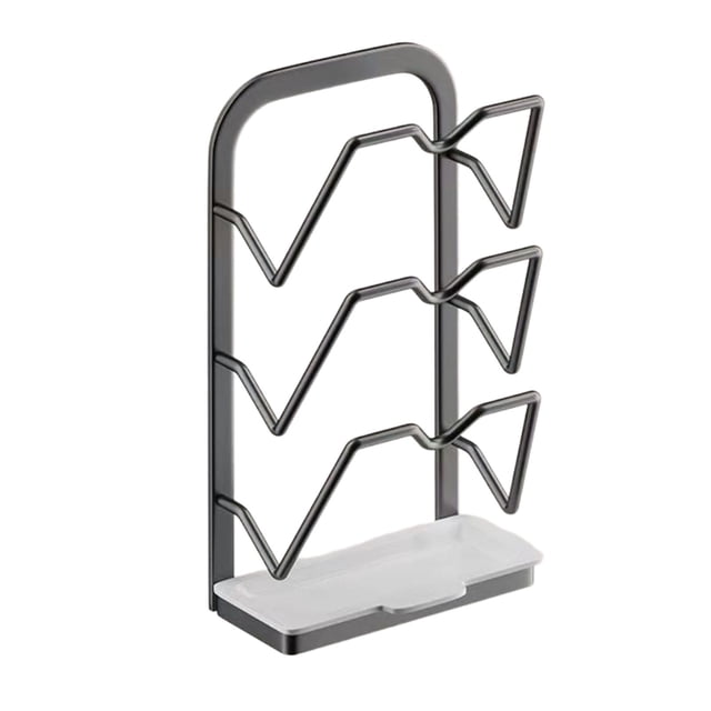 Grey L Iron Pot Lid Rack No Hole Wall Mounted Kitchen Shelf Cutting Board Holder Chopping Board Bracket Organizer Grey Color Large Size 7.87X3.54X12.6 Inches