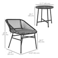thumbnail image 3 of Outsunny Ensemble Bistro de Mobilier de Patio en Osier 3 Pcs avec Coussin, Noir, 3 of 10