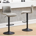 thumbnail image 4 of Bar Stools Set of 2, Height Adjustable Swivel Barstools, Bar Chairs with Backs & Metal Footrest for Home Kitchen, Barstools for Kitchen Dining Reception, PU Leather, Gray, 4 of 6