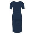 thumbnail image 4 of yoeyez Robe de Maternité Été Femmes Manches Courtes Col Rond Robe Soleil Douce Confortable Coton Robes de Grossesse Légère Ample Grande Taille Robe Midi Bleu Marine,TG, 4 of 6