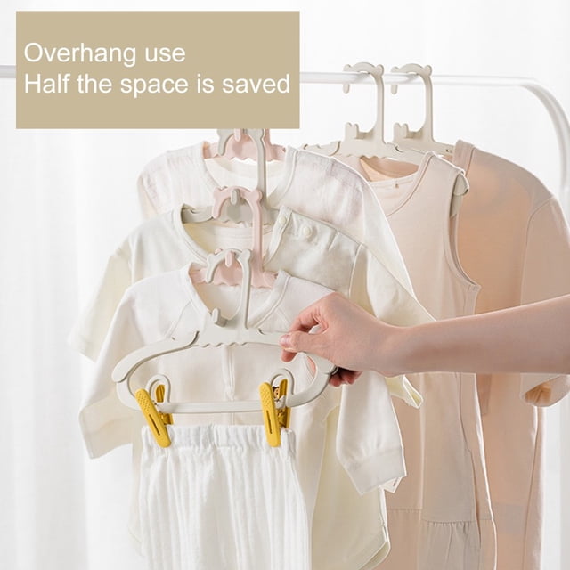10Pcs Baby Clothes Hangers Stackable Good Load-bearing Non-Slip High Toughness Smooth Surface Save Space Scalable Pants Clothes Drying Racks Kids Hangers Bathroom Supplies
