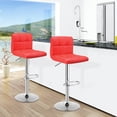thumbnail image 4 of Costway Set of 2 Bar Stools Adjustable Swivel Kitchen Counter Bar Chair PU Leather Red, 4 of 10