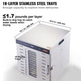thumbnail image 3 of KFFKFF Electric Food Dehydrator, 10 Steel Trays, 1000W, Adjustable Timer & Temp for Drying Jerky, Herbs, Meats, Fruits, Dog Snacks & Veggies, 3 of 9
