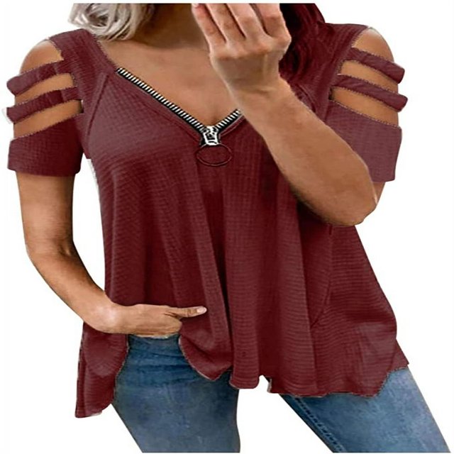 T-shirt pour Femmes à Motif Imprimé Léopard, Manches Courtes, Col en V