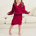 thumbnail image 4 of Splozh Boys Girls Robe Hooded BathRobe Boys Girls Fashion Bathrobe Soft Robe Hooded Robe Cloth Cotton Bathrobe Wine,7-8 Years, 4 of 5