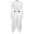 thumbnail image 4 of Hansber Robe de Louange Métallique pour Femmes à Manches Longues, Ourlet Irrégulier, Tunique, Costume de Performance, Blanc, m, 4 of 4