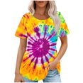 thumbnail image 1 of Pisexur Hauts pour Femmes Tendance, Chemisiers pour Femmes Chic Décontracté Haut Décontracté pour Femmes à Manches Courtes Ample à Col Rond de Couleur Unie Multicolore, G, 1 of 1