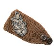 thumbnail image 1 of fastboy Crochet Headbands Winter Leaves Pattern with Rhinestones Elastic Head Protector Wide Warm Chunky Hair Accessories for Girls Antique brass, 1 of 5