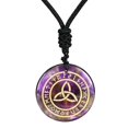 thumbnail image 2 of lionlar Pendentif Triquetra Antique Collier Pendentif Rune Bijou Rune Sculpté Lisse Noir Violet, 2 of 9