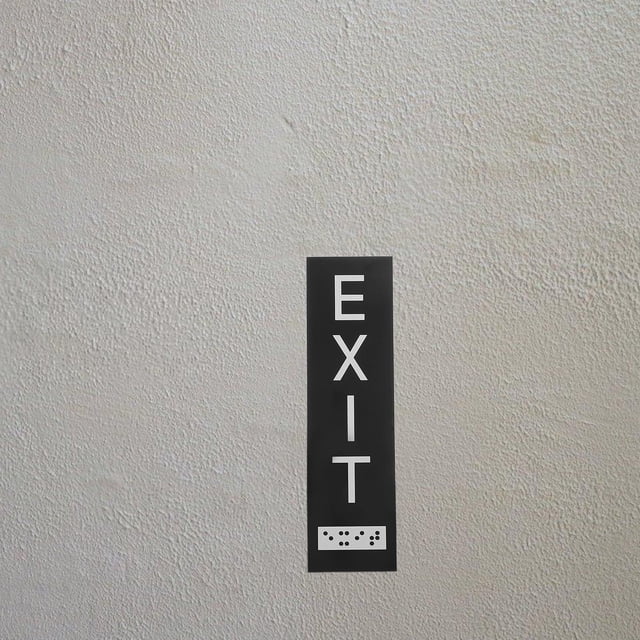 OULII Self Adhesive Braille Fire Exit Sign for Office Corridor Safety Black Material