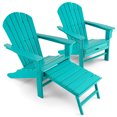 thumbnail image 2 of Costway 2 PCS Outdoor Patio HDPE Adirondack Chair Beach Seat Retractable Ottoman Turquoise, 2 of 9