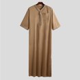 thumbnail image 4 of XZNGL Mens Muslim Robe Set Arab Middle Robe Long Sleeve Standing Neck Pocket Button Casual Robe, 4 of 4