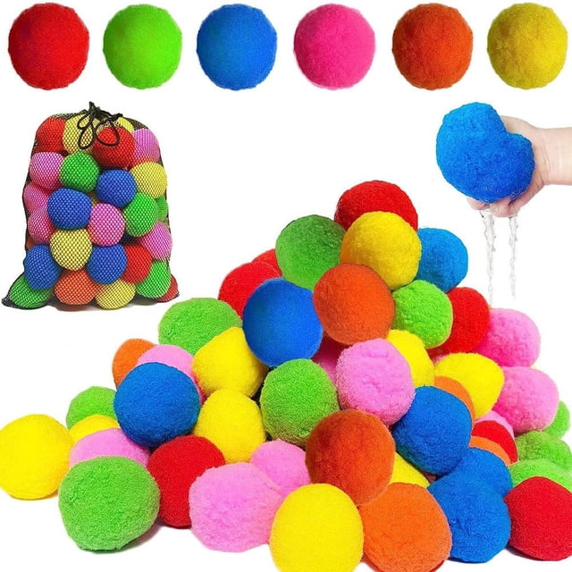 Reusable Water Sponge Balls, 60PCS Summer Water Sponge Balls Pool Toys, Sponge Water Water Refill Instant Ball, Soft Balloon