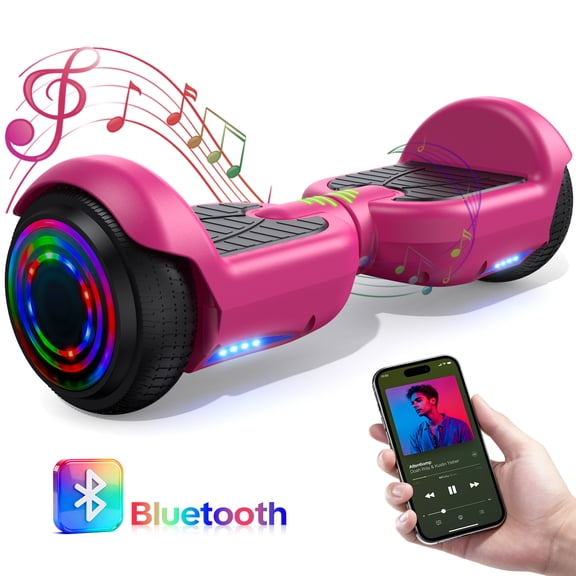 HOVERSTAR Hoverboard Tout-Terrain 6 Pouces pour Enfants et Adultes, Trottinette Électrique Auto-Équilibrée à Deux Roues avec Roues à DEL Clignotantes, Vitesse Maximale de 15 Km/h, Lumière à DEL, Certifiée UL 2272 (Rose)
