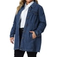 thumbnail image 4 of Plus Size Denim Jacket for Women Buttons Long Sleeve Jean Jackets 3X Blue, 4 of 6