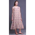 thumbnail image 3 of Bimba Rose Cochon3 Floral Lys et Lotus Mi-Mollet Vêtement de Nuit Femme Coton Imprimé Sans Manches Robe de Nuit Maxi Robe XX-Grand, 3 of 6