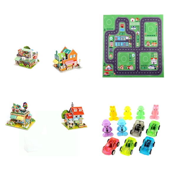 3D City Scene Puzzle Paper Model For Kids Diy Assembly Educational Building Toy With Map And Figures Size 27.2X31.1 Inches Weight 1.04 Lb