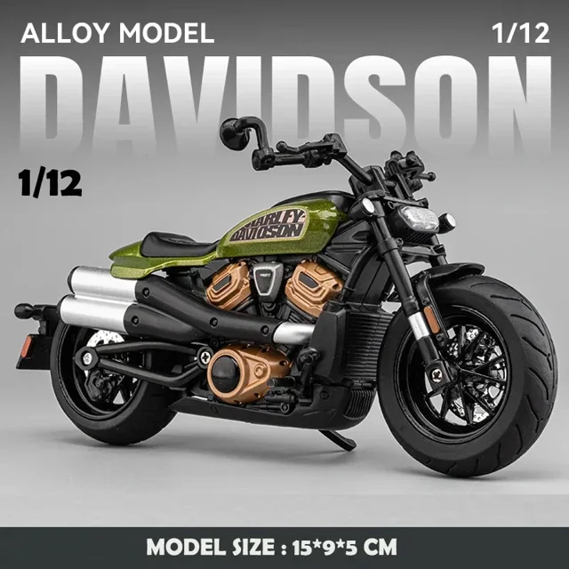 Simualtion 1/12 Scale Harley Sportster S Motorbike Alloy Model Diecast Motorcycle Model Street Racing Motorcycle Model Kids Gift green