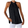 thumbnail image 2 of Débardeur pour Femmes Été Hauts pour Femmes Col Rond Aguichant à Dos Nu à Nouer Couleur Unie Sans Manches Gilet T-Shirt Hauts Aguichant en Liquidation, 2 of 5