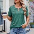 thumbnail image 2 of Timegard Womens Tops Front Keyhole Round Neck Short Sleeve T Shirts Solid Color Casual Tunic Blouses, 2 of 7
