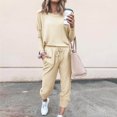 thumbnail image 2 of Yuyuzo Womens Casual Solid Color Set Sweatsuit Pullover Jogger Pants Two Piece Outfit Tracksuits, 2 of 7