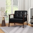 thumbnail image 4 of Costway 2PCS Accent Chair Button Tufted Mid-century Modern Lounge Chair with Armrest Black, 4 of 9