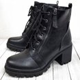 thumbnail image 2 of CEHVOM Ankle Boots Women Zipper Solid High Heel Slip Round Toe Fall Winter Chunky Booties, 2 of 6