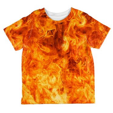 T-shirt pour Tout-Petit à Imprimé Intégral de Flammes de Feu, Costume Chaud