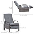 thumbnail image 3 of Outsunny Rattan Adjustable Recliner Chair with Hand-Woven All-Weather Wicker for Patio, Outdoor, Garden, Poolside, Grey, 3 of 10