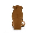 thumbnail image 3 of BLISSFUL STEP Women's Solid Color Open Toe Cross Strap Mid Chunky Heel Sandals, 3 of 6