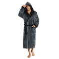 thumbnail image 1 of U2SKIIN Mens Fleece Robe with Hood, Mid Length Plush Shawl Collar Two Tone Bathrobe,(Dark Grey/Black,S-M), 1 of 4