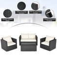 thumbnail image 3 of Gymax 4PCS Rattan Patio Conversation Set Outdoor Furniture Set w/ Off White Cushions, 3 of 7
