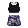 thumbnail image 1 of Oyolan Kids Girls Two Pieces Athletic Swimsuit Gym Sports Workout Tank Top with Booty Shorts Set Navy Blue 8, 1 of 7