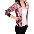thumbnail image 2 of INSPIRE CHIC Women's Bomber Jacket Slim Fit Lightweight Zip Up Jacket Fuchsia M, 2 of 8