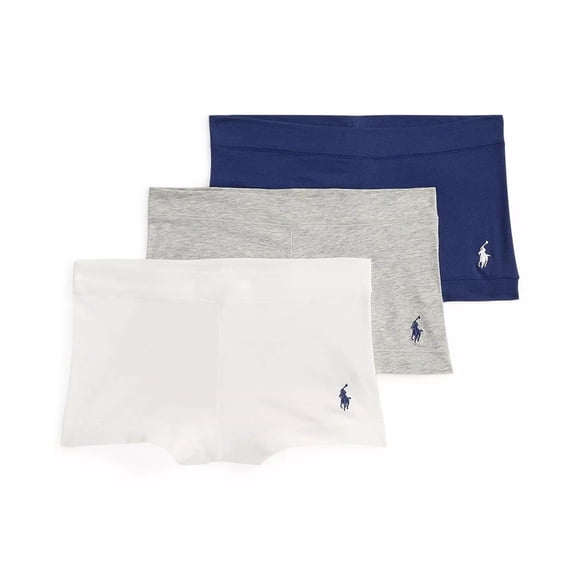 Polo Ralph Lauren Girl Short Panty 3-Pack - 4P0712 (White/Heather Grey/Navy, L)