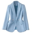 thumbnail image 1 of Manteaux en Tweed d'Élasthanne à Col Roulé Bleu Royal pour Femmes Automne Hiver à Manches Longues Travail Bureau Modestes Détente Unis Vestes Blazers Vêtements d'Extérieur Dames à Boutons 2025 Vêtements Y2K TTG, 1 of 7