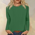 thumbnail image 2 of Yuyuzo Tuniques à Manches Longues pour Femmes, Col Rond, T-Shirts de Couleur Unie, Automne, Décontracté, T-Shirts Unis, 2 of 5