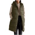 thumbnail image 1 of LOVZFMLL Winter Jackets for Women, Long Sleeveless Puffer Vest with Hood and Pockets, 1 of 4